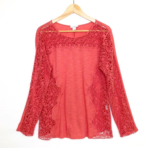 Sundance Lily’s Paramour Long sleeved appliqué lace top - Picture 1 of 10